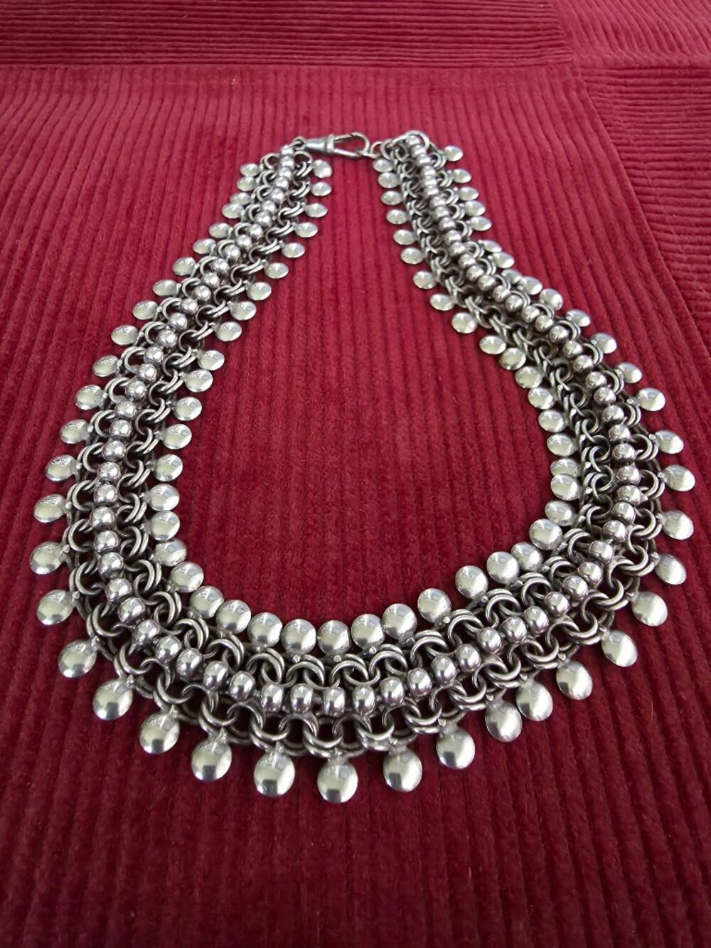 Sterling silver wide bib choker necklace | Modernist 925 ethnic vintage